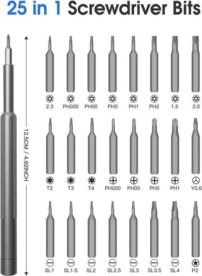 Macloom Precision Screwdriver Set,Small Screwdriver With Torx Phillips Head&Flathead,Repair Tool Kit With Magnetic Bits For Electronics,Pc,Watch,Jewelry,Diy Projects&Home Repairing.,Black - Image 2